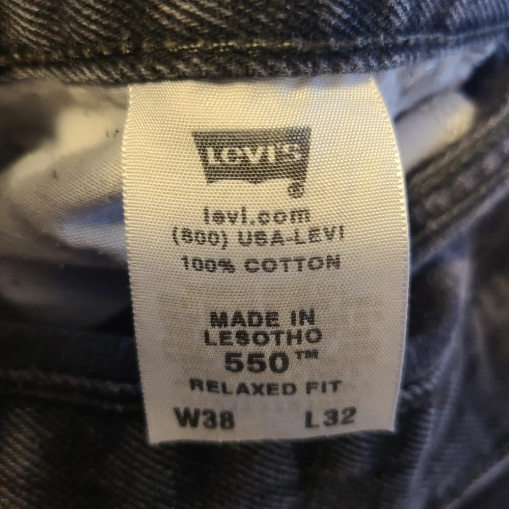 Levi's Mens 550 Jeans Black Size‎ 38x32 Relaxed Fit Five Pocket Cotton Denim